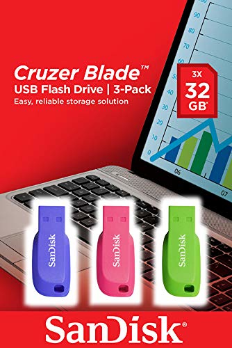 SANDISK CRUZER BLADE USB/FLASH DRIVE 3-PACK - 32GB