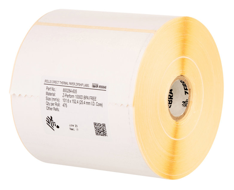 Label, Paper, 105x148mm; Thermal Transfer, Z-Perform 1000T, Uncoated, Permanent Adhesive, 76mm Core