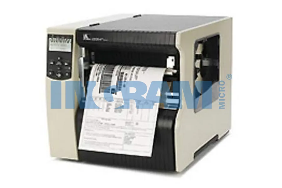 TT Printer 220Xi4; 203dpi, Euro/ UK cord, Swiss 721 font, Serial, Parallel, USB, Int 10/100, Cutter with Catch Tray, Bifold Media Door