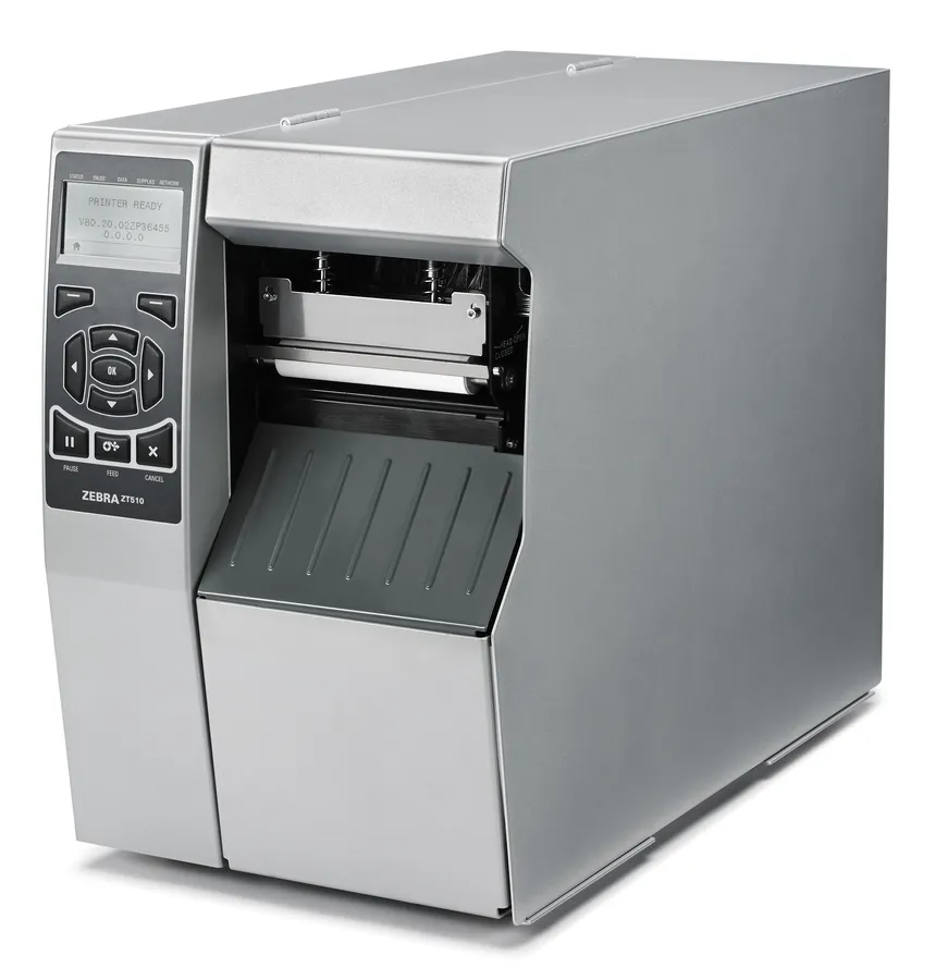 TT Printer ZT510; 4", 300 dpi, Euro and UK cord, Serial, USB, Gigabit Ethernet, Bluetooth LE, Rewind, Mono, ZPL