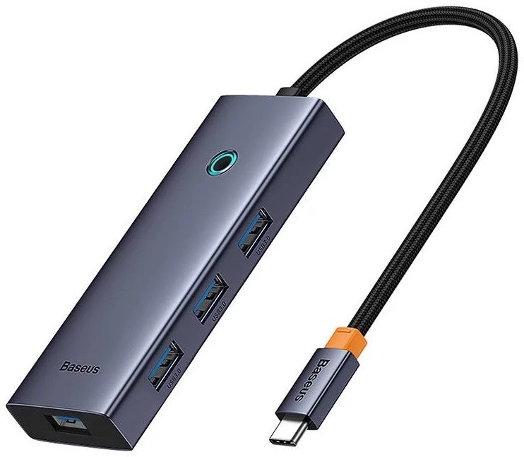 Hub Baseus UltraJoy 6-in-1, USB-C la HDMI4K@60Hz, 4xUSB 3.0, 1xPD, 100W, Gri