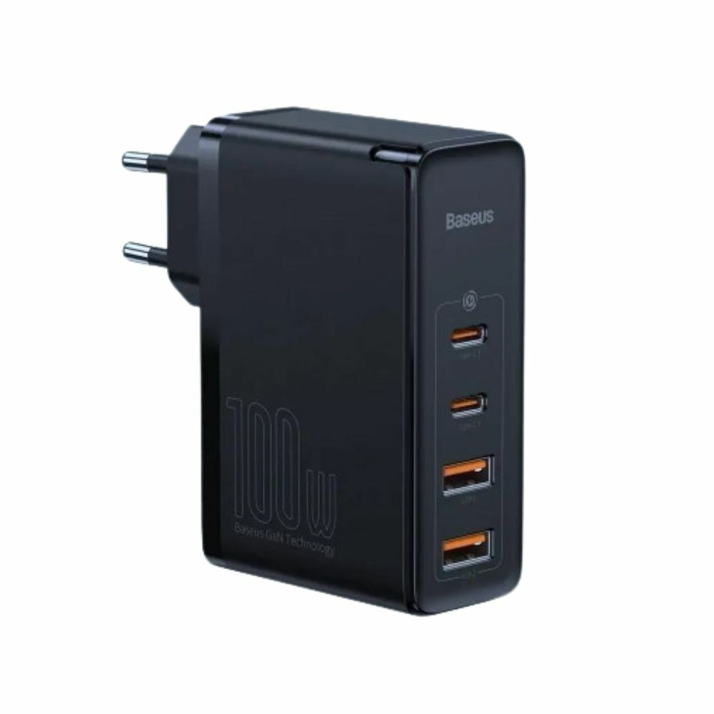 Incarcator rapid Baseus GaN5, 2x USB-C, 2x USB, 100W, cablu USB-C inclus, Gri