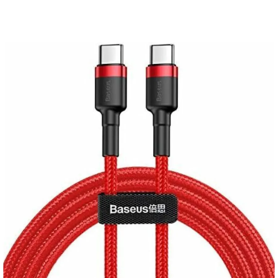 Cablu de date Baseus Cafule PD 2.0 60W, USB-C la USB-C, 2 metri, 20V, 3A, Rosu