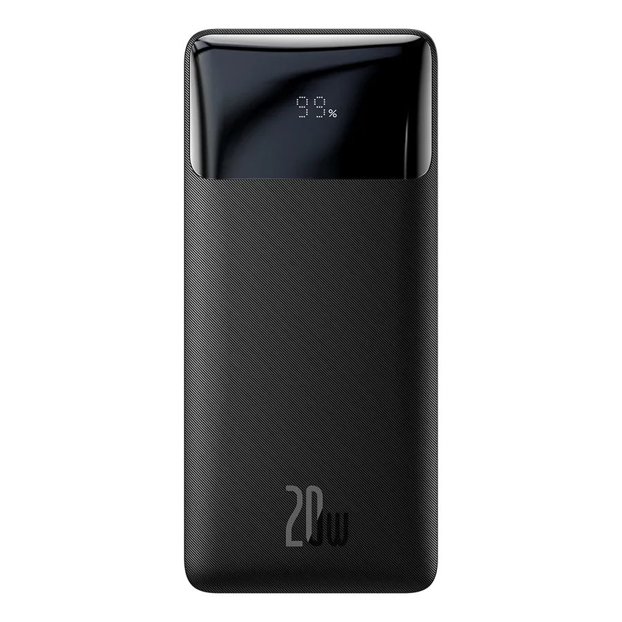 Baterie externa Baseus Bipow Digital Display, 30.000 mAh, 20W, 2x USB-A, 1x USB-C PD, cablu USB-A la microUSB inclus, Negru