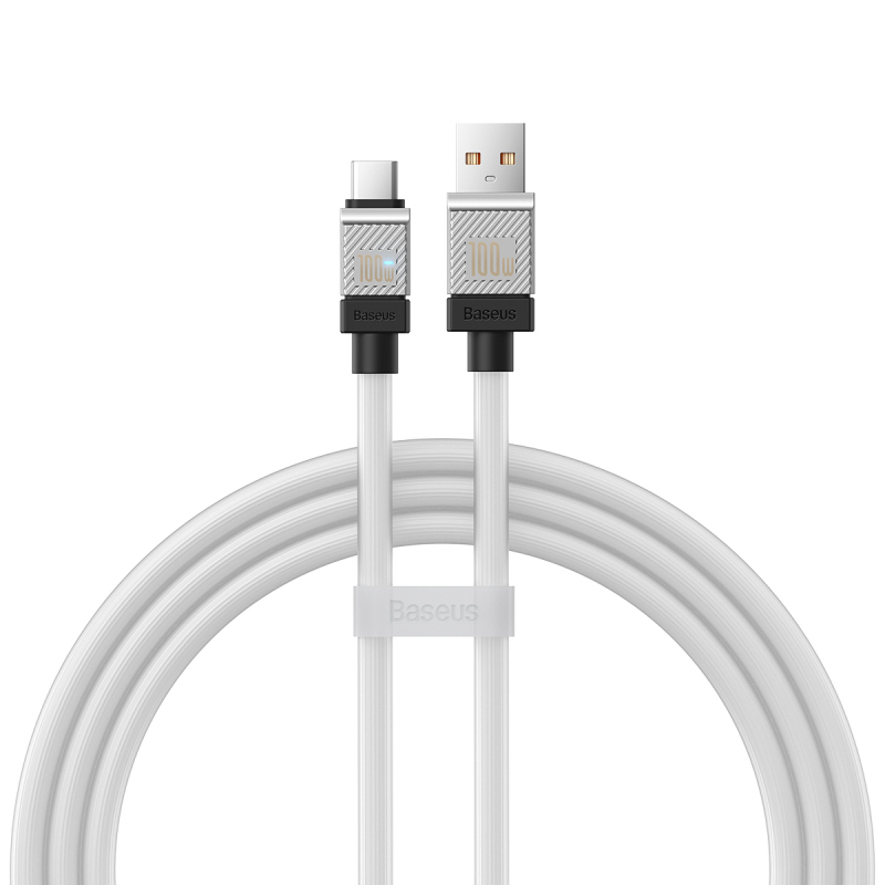 Cablu Baseus Coolplay, USB-A la USB-C, 100W, 1m, Alb