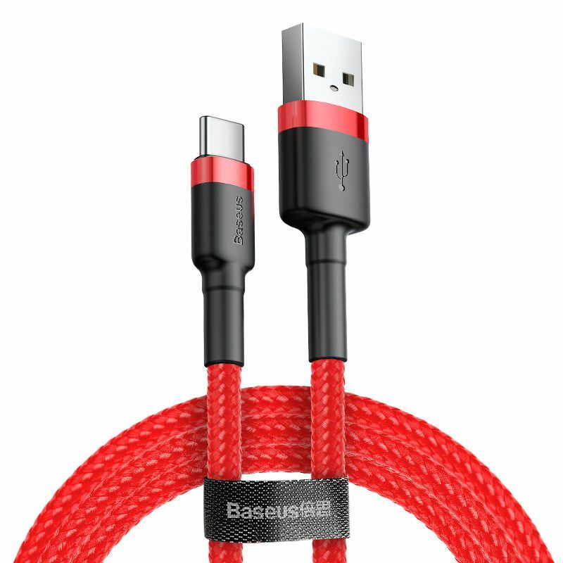 Cablu Baseus Cafule, USB la USB-C, Quick Charge, 3A, 1m, Rosu
