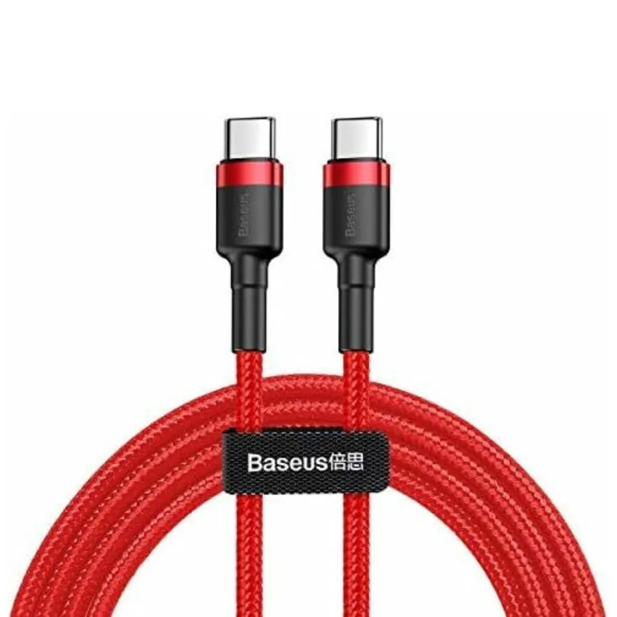 Cablu de date Baseus Cafule PD 2.0 60W, USB-C la USB-C, 1 metru, 20V, 3A, Rosu