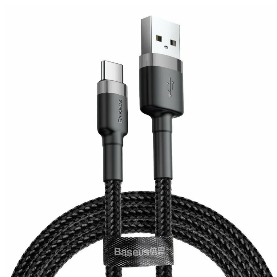 Cablu Baseus Cafule, USB la USB-C, Quick Charge , 2A, 3m, Negru/Gri