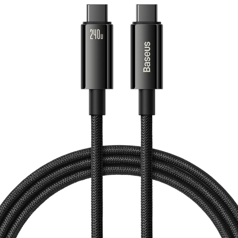 Cablu Baseus Tungsten Gold USB-C la USB-C, 240W, 2m, Negru