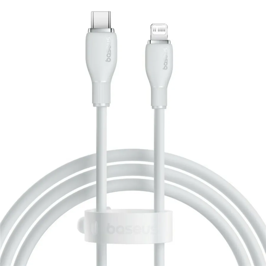 Cablu Baseus Pudding Series, 20W, Fast Charging, Lightning - USB-C, 1.2 metri, Alb