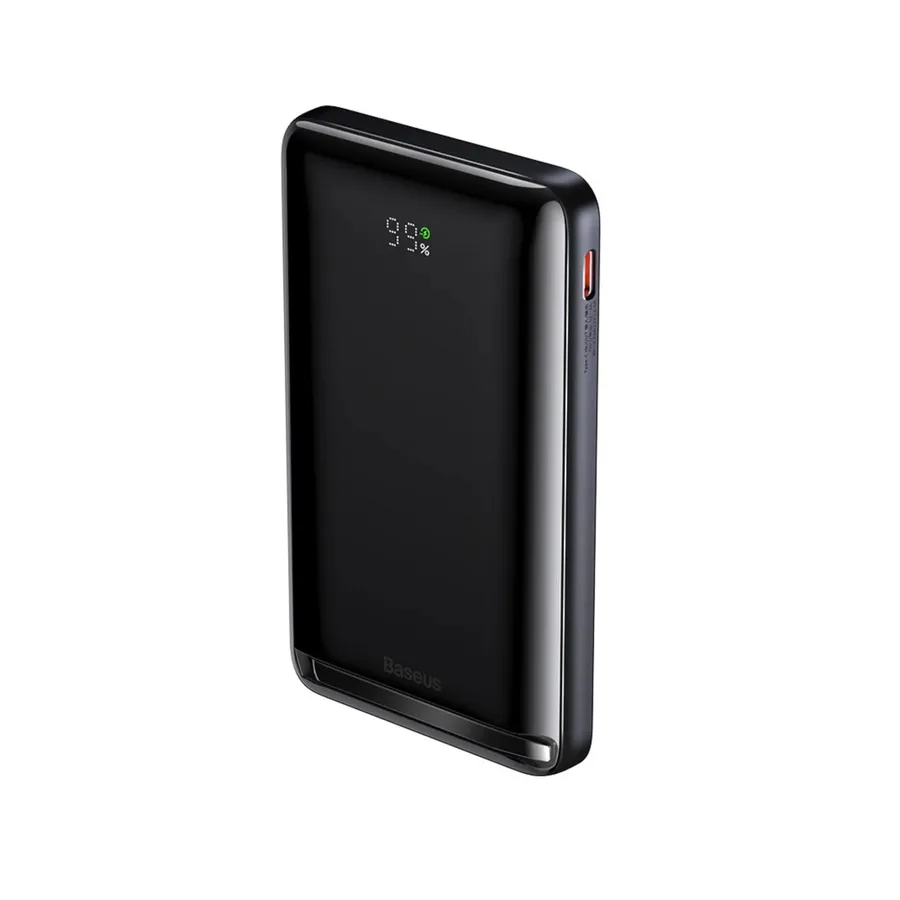 Baterie externa Baseus Magnetic Bracket, 10000mAh, 20W, Incarcare rapida, wireless, USB-C, cablu USB-C la USB-C inclus, Albastru