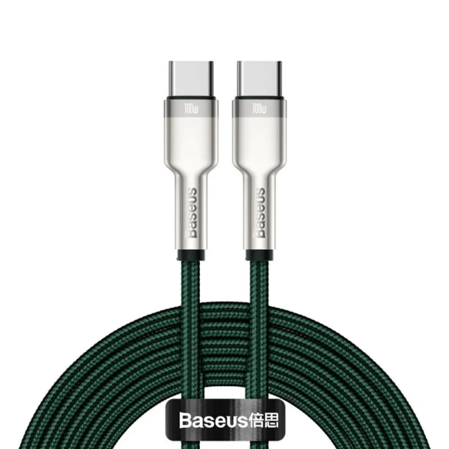 Cablu Baseus Cafule Series Metal USB-C la USB-C, 100W, 2m, Verde