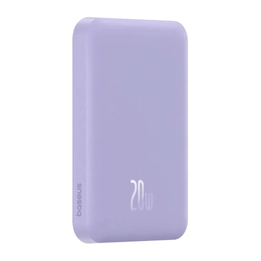 Acumulator extern Baseus Magnetic Mini Wireless Fast Charge 5000mAh, 20W, cu cablu USB-C 30cm,  Violet