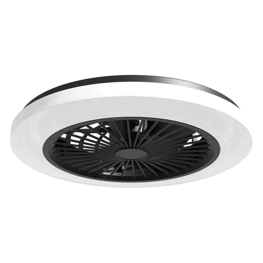Plafoniera cu ventilator LED Calex Smart Ceiling Fan 50cm, lumina calda/rece, 21.5W, IP20, telecomanda inclusa, 650 lm, clasa E, Negru