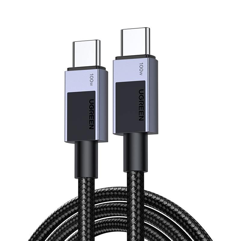 Cablu UGREEN USB-C la USB-C 100W Super Fast Power Delivery, 0.5m, Negru