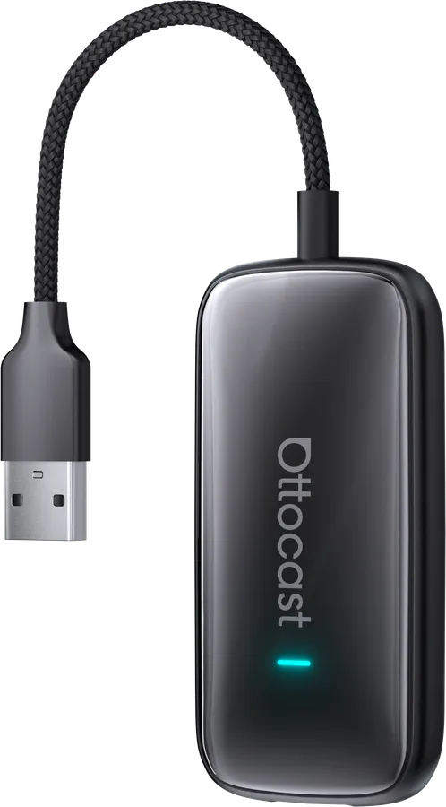 Adaptor Wireless Auto Ottocast All-in-One CarPlay & Android, Play2Video Ultra, dispozitiv de streaming auto Plug & Play, Negru