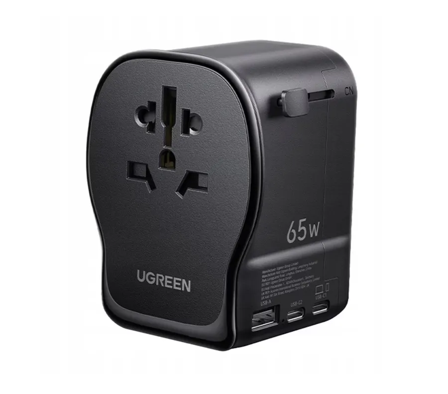 Incarcator retea Ugreen Travel Adapter, GaN 65W, 2x USB-C, 1x USB-A, 3-Pin US/UK/EU/AUS/CN, Negru