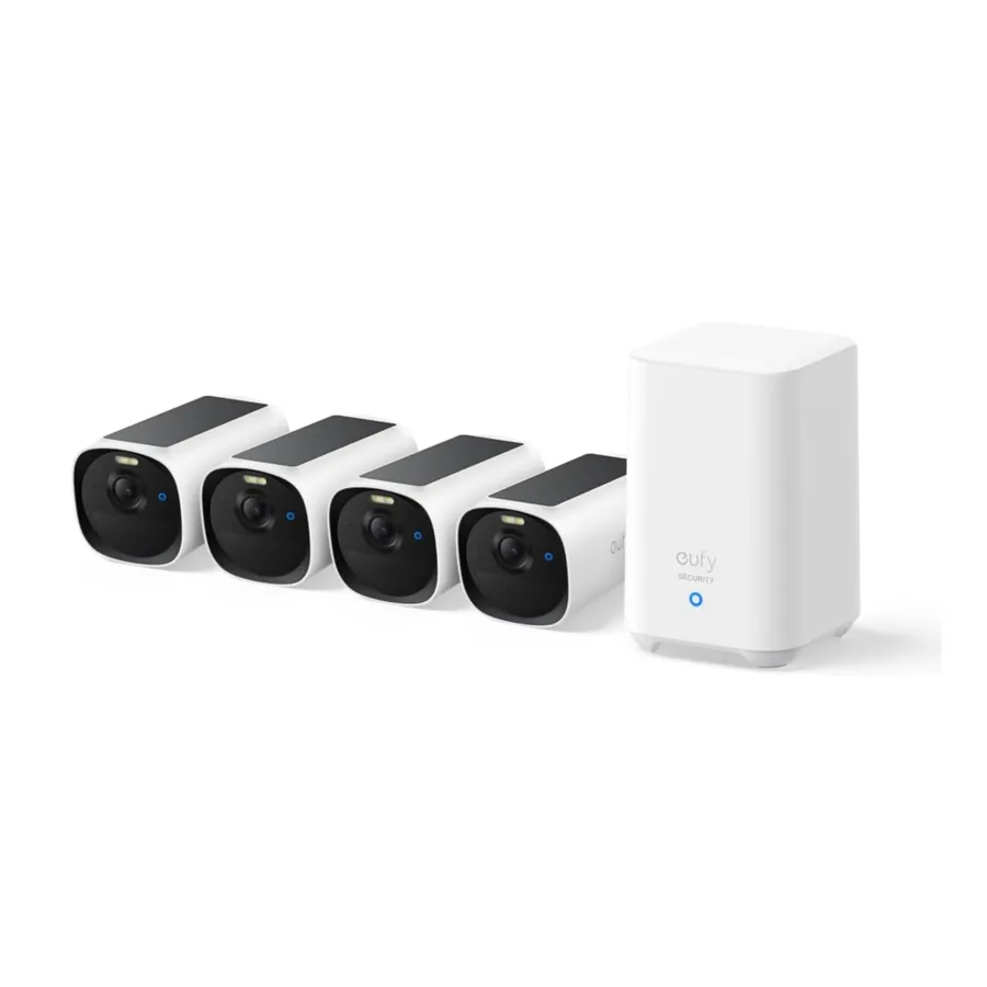 Kit supraveghere video eufyCam E40, 2K HD, Incarcare solara, MaxColour Vision, Homebase 2 + 4 camere video