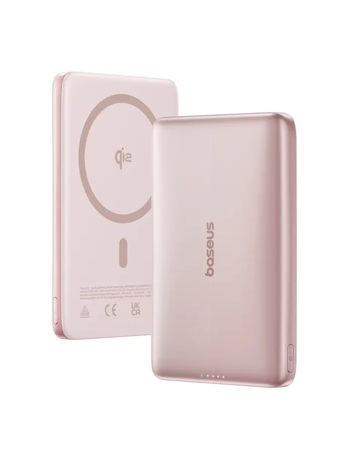 Acumulator extern Baseus PicoGo AM41, Ultra-Slim, Qi2 Magnetic, 10.000 mAh, 27W, Roz
