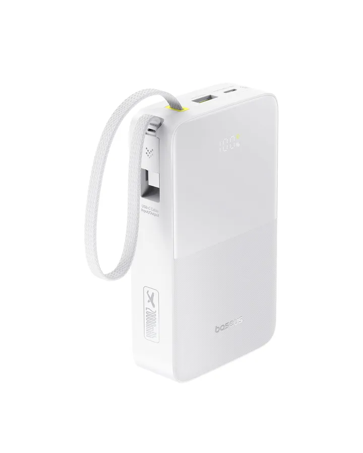 Acumulator extern Baseus EnerFill FC51 Bipow 2 Pro Digital 20.000 mAh, 22.5W, USB-C, USB-A, Alb