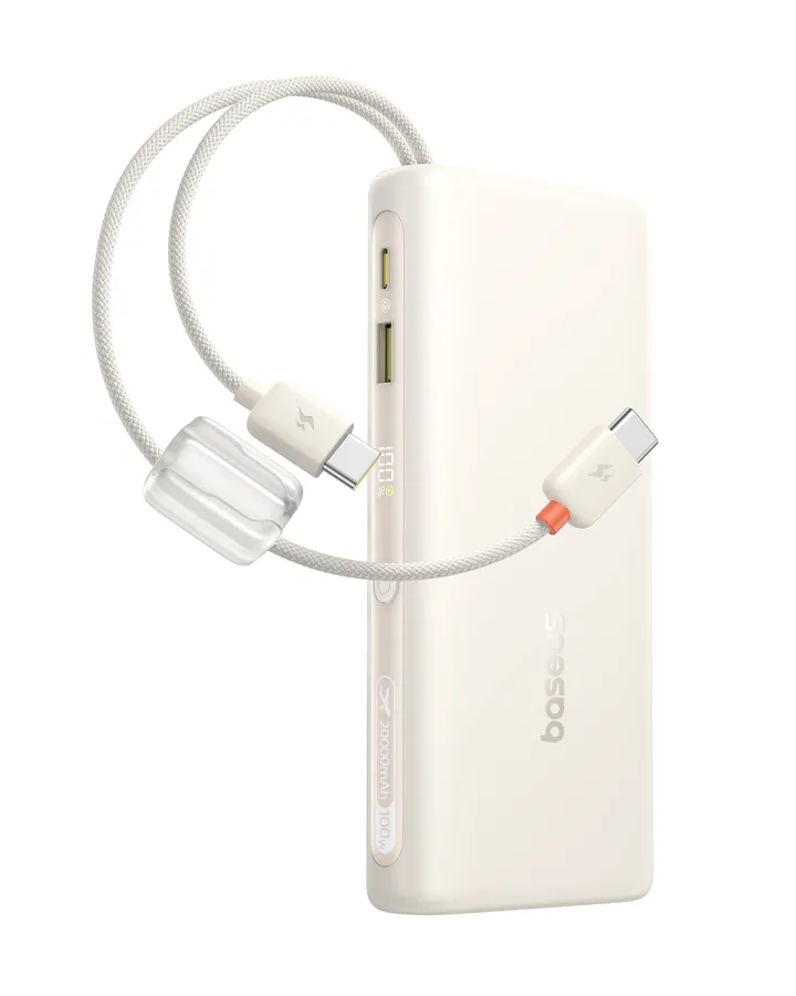 Acumulator extern Baseus EnerFill FC41 20.000 mAh, 100W, Digital Display, cablu USB-C inclus, Alb