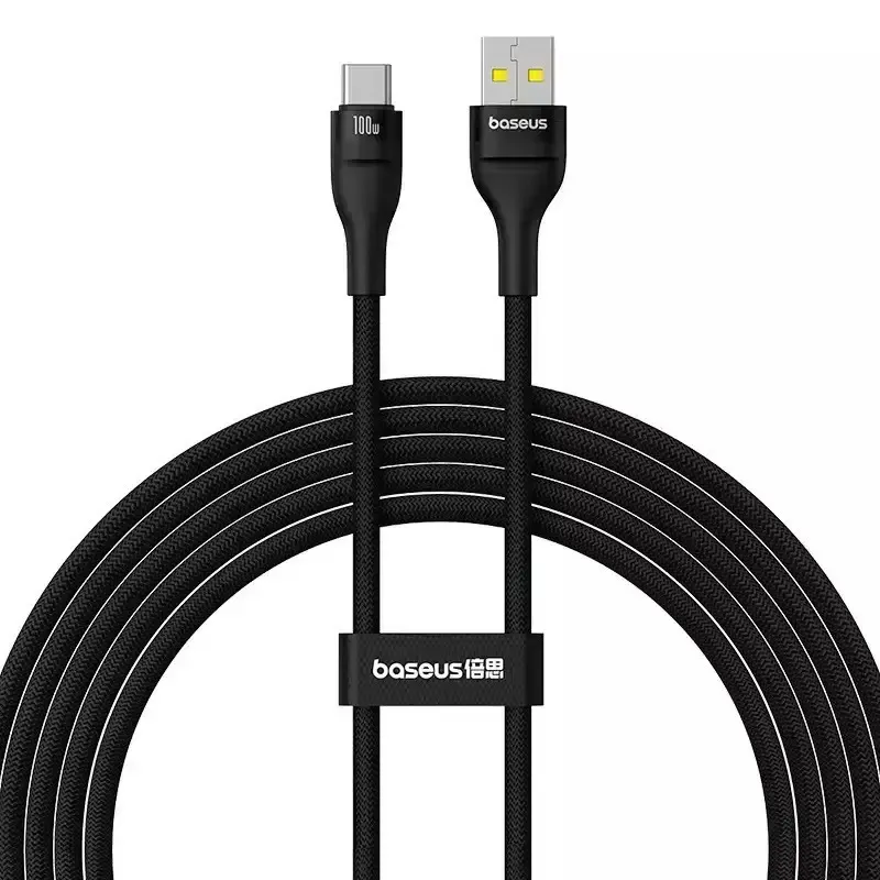Cablu Baseus Flash 2 USB-C la USB-A, 100W, 2m, Negru