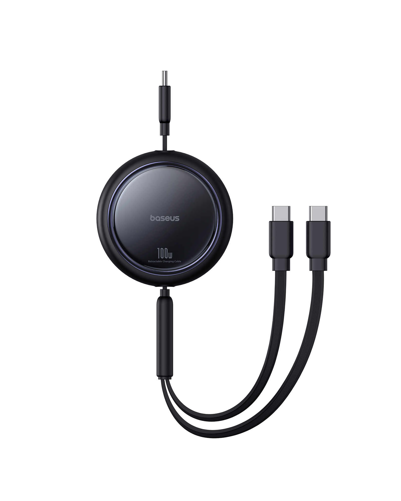 Cablu Baseus Bright Mirror Series, USB-C la 2x USB-C, 100W, 1m, retractabil, Negru