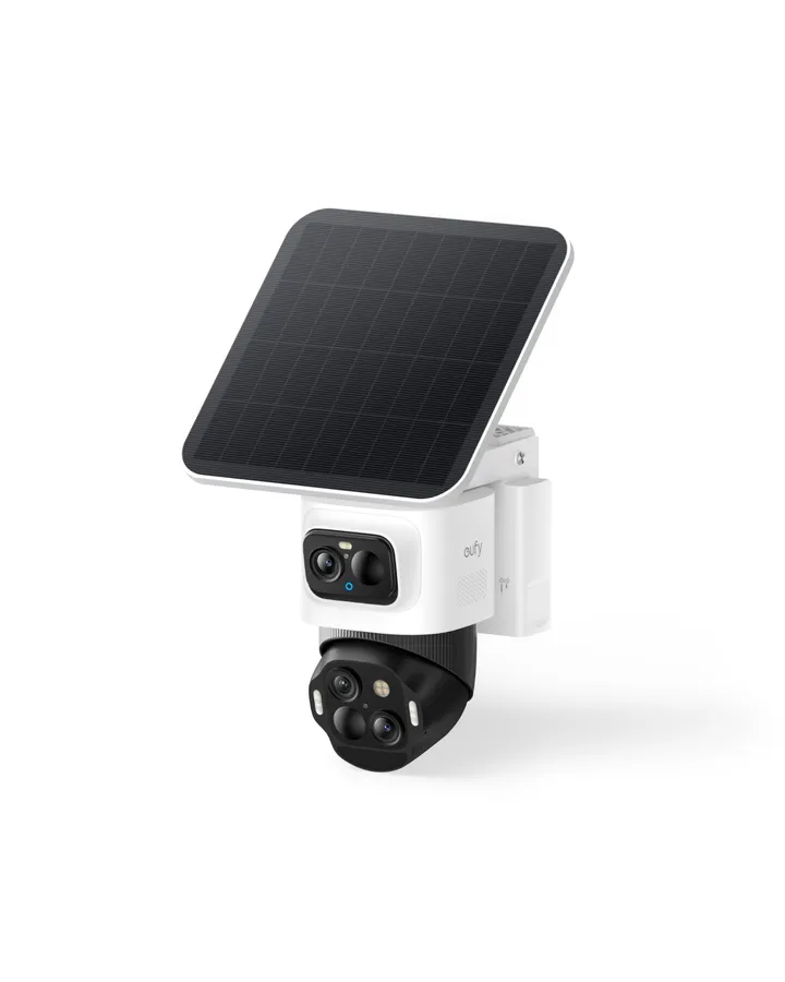 Camera supraveghere video eufycam S4 2-in-1, Triple-Lens Bullet Pan-Tilt-Zoom, 4K, PTZ, SolarPlus 2.0, AI, Alb