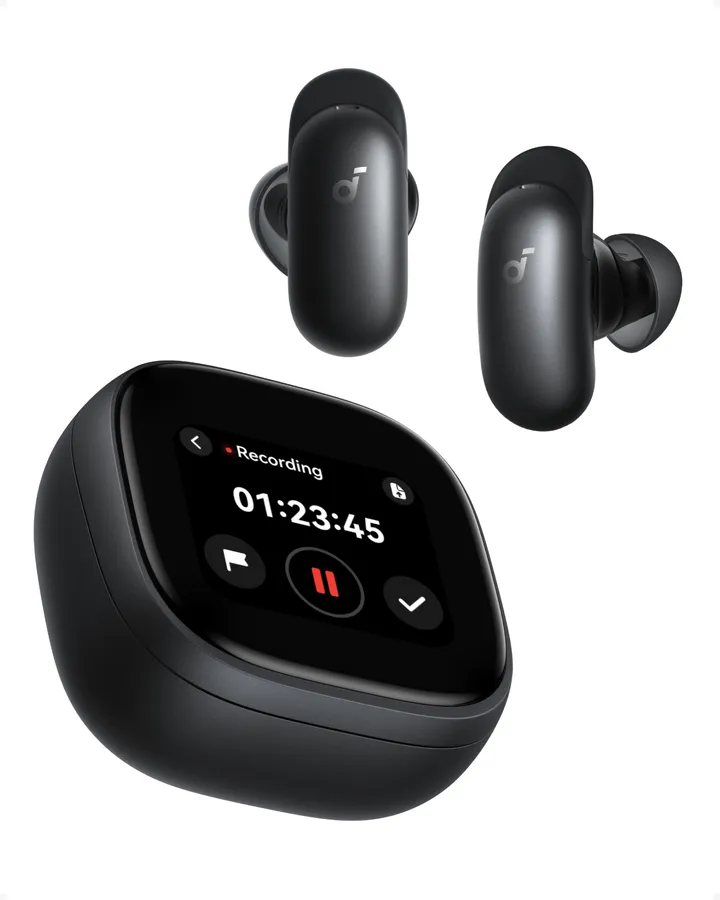 Casti wireless Soundcore Liberty 5 Pro Max, Anker Thus™ AI Chip, Calitatea apelurilor certificată de Guinness World Records, Active Noise Cancelling, AI Note-Taker, Bluetooth 6.1, IP55, Autonomie 28 ore, Negru