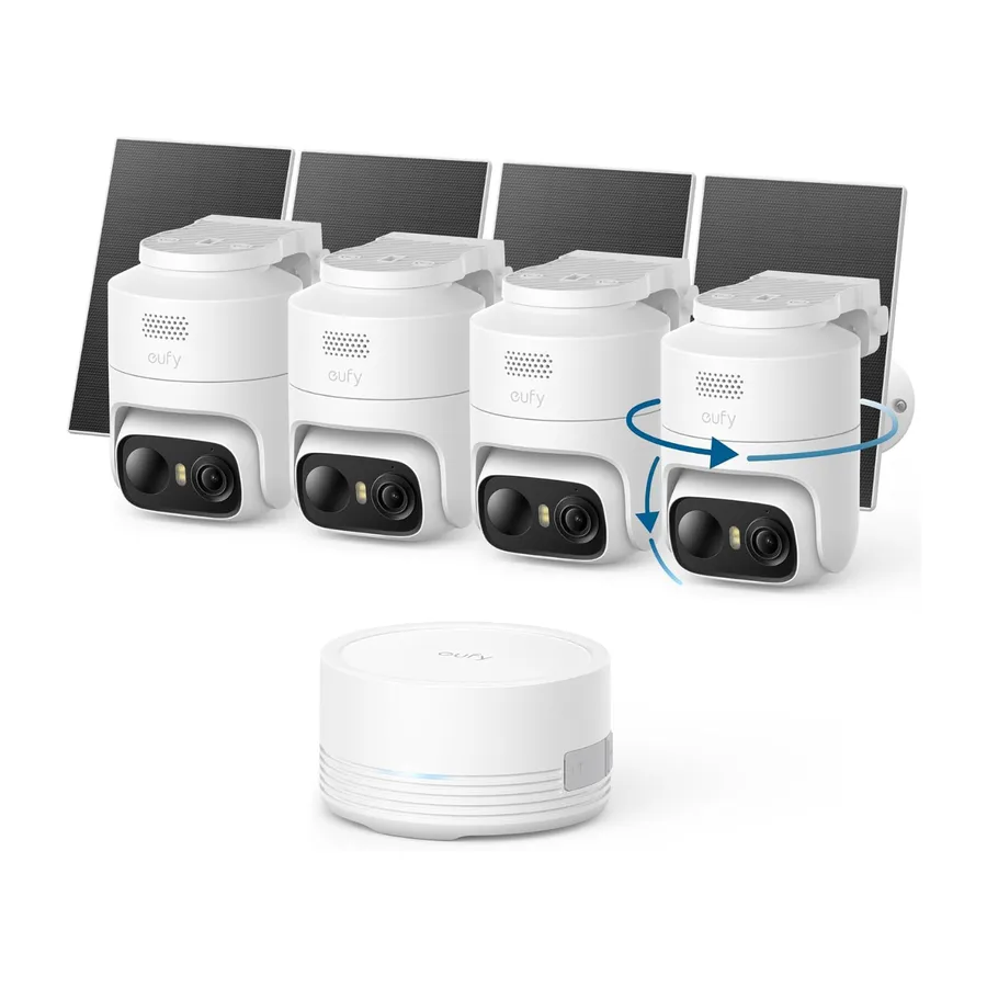 Kit supraveghere video eufy C37 HomeBase Mini + 4 camere 2K Smart CCTV Pan & Tilt cu panou solar inclus