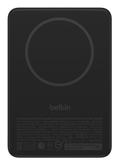 BOOSTCHARGE SLIM MAGNETISCHE PO/10000MAH QI2 15 W SCHWARZ