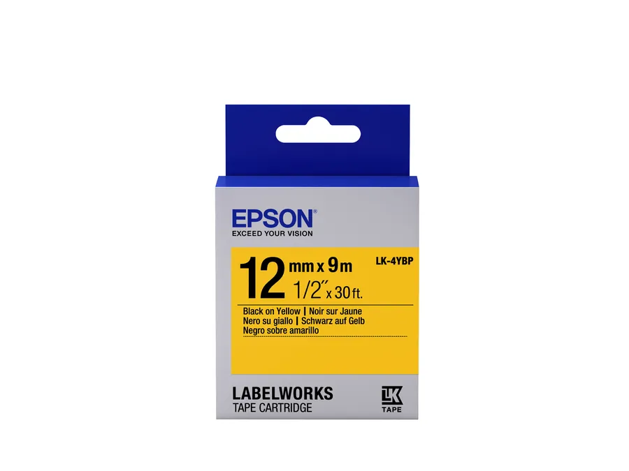 Eposon Label Cartridge Pastel LK-4YBP Black/Yellow 12mm (9m)