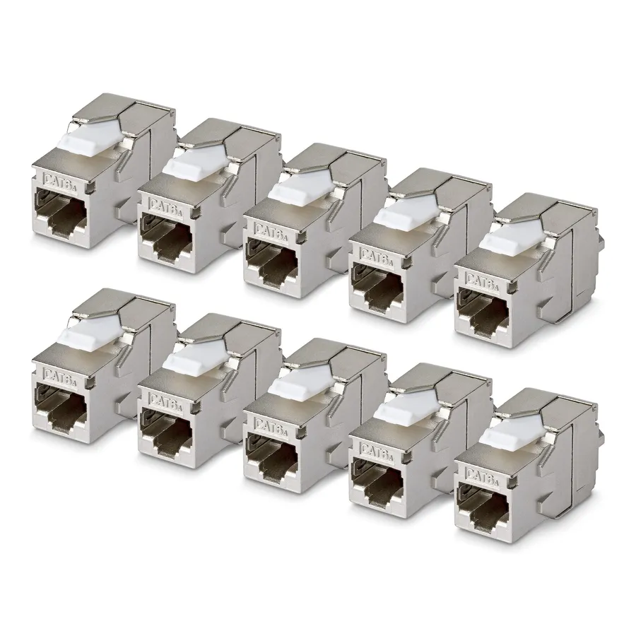 CAT6A KEYSTONE JACK 10-PACK/10-PACK180-DEGREE/TOOLLESS/SHIEL