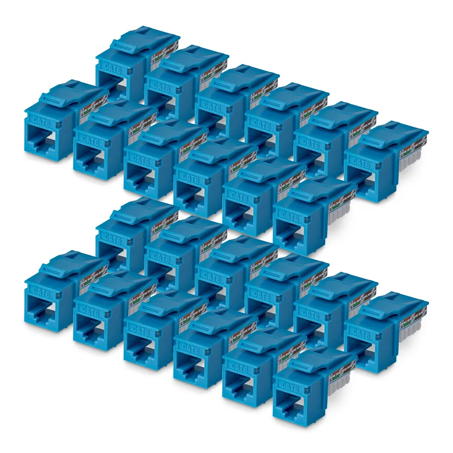 CAT6 KEYSTONE JACK 24-PACK/24-PACK90-DEGREE 110 PUNCH DOWN
