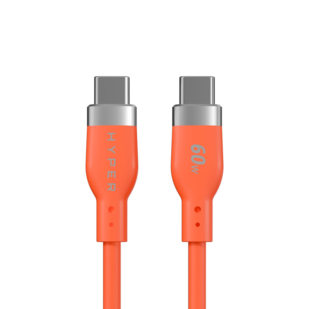 HYPERHYPERJUICE FLEX USB-C/SILICONE CHARGING CABLE - ORANGE
