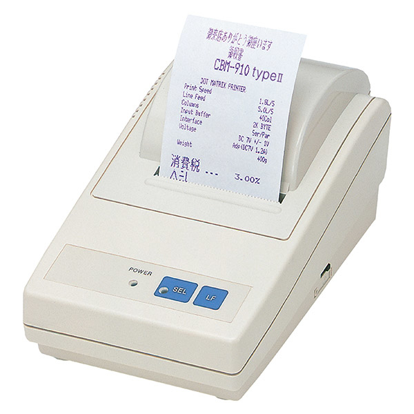 CBM-910II Dot matrix impact printer; Serial; External  230V PSU; 24 col.; White