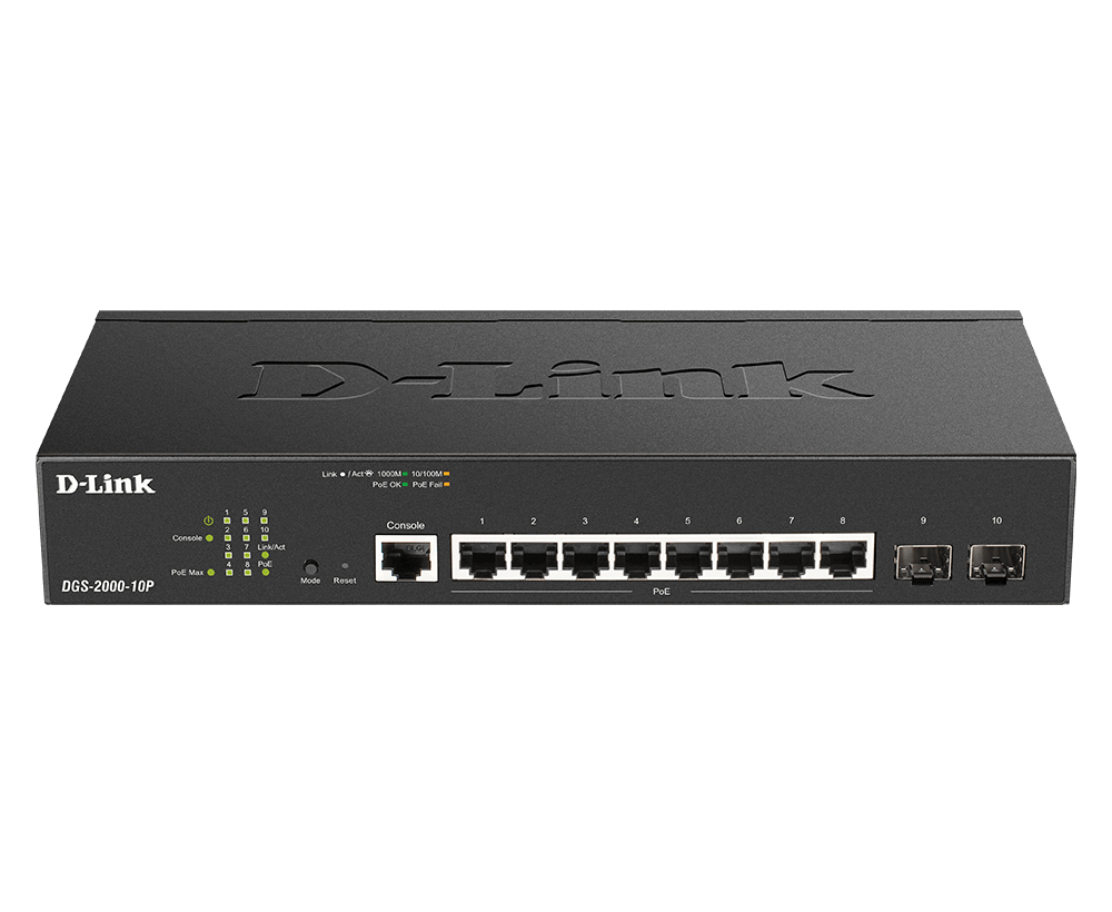 10-PORT GB POE MANAGED SWITCH/8X RJ-45 2X SFP FANLESS 65W POE