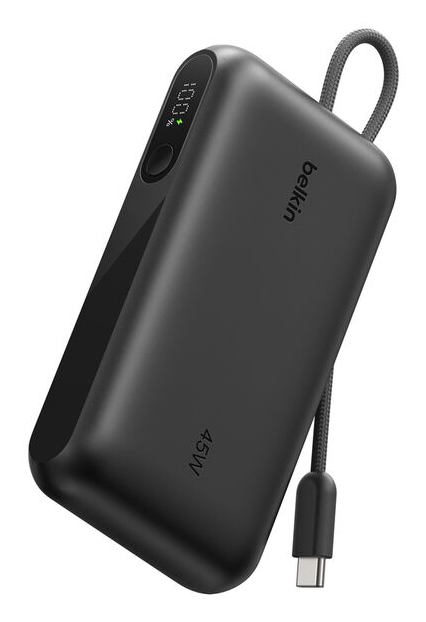 BOOSTCHARGE PWRBANK W/ DISPLAY/BLACK / 10000MAH W/ USB-C CABLE