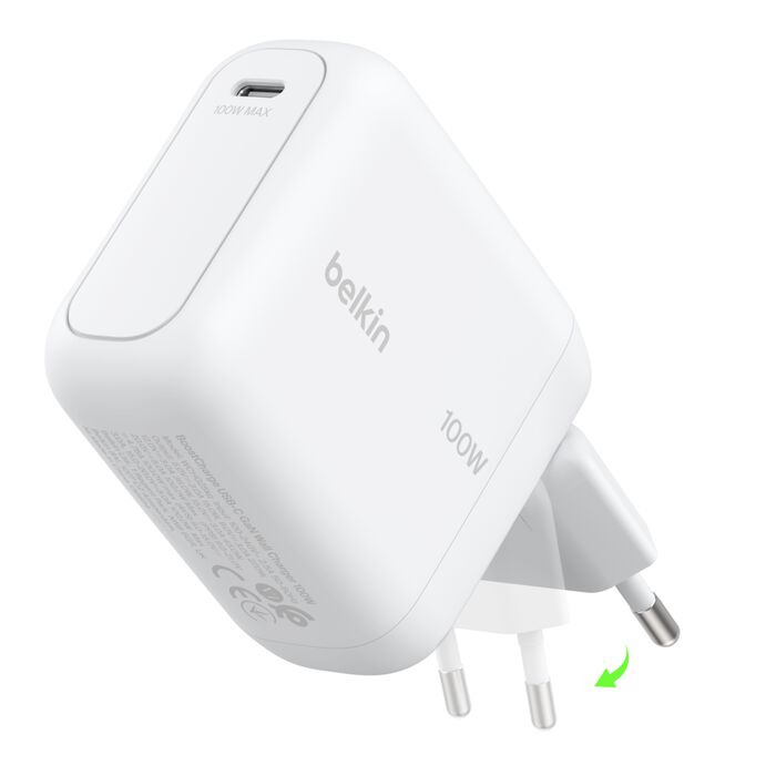 BOOSTCHARGE 100W USB-C GAN LADE/EINKLAPPBAREM STECKER WEI