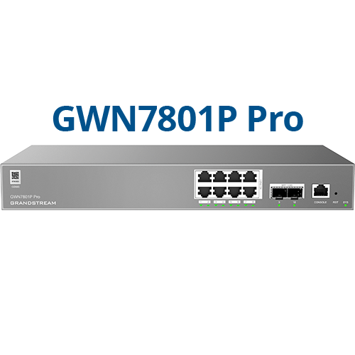 Grandstream GWN7801P PRO - Enterprise Layer 2++ switch administrat - 8x Gigabit RJ45 (PoE/PoE+) + 2x Gigabit SFP