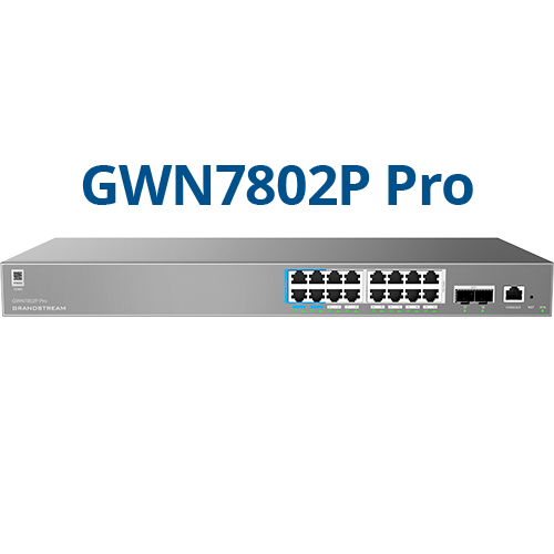 Grandstream GWN7802P PRO - Enterprise Layer 2++ switch administrat - 16x Gigabit RJ45 (PoE/PoE+) + 2x Gigabit SFP+
