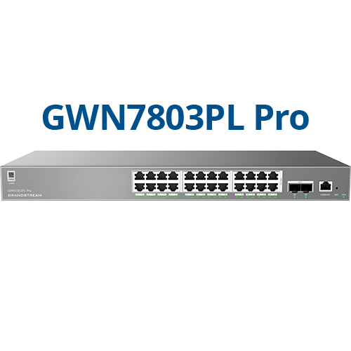 Grandstream GWN7803PL PRO - Enterprise Layer 2++ switch administrat - 24x Gigabit RJ45 (PoE/PoE+) + 2x Gigabit SFP+