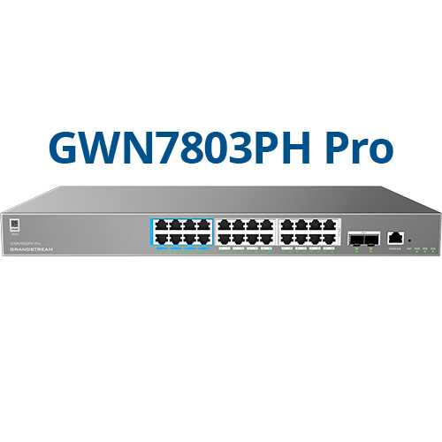 Grandstream GWN7803PH PRO - Enterprise Layer 2++ switch administrat - 24x Gigabit RJ45 (PoE/PoE+) + 2x Gigabit SFP+