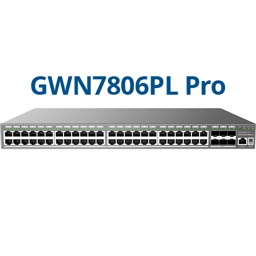 Grandstream GWN7806PL PRO - Enterprise Layer 2++ switch administrat - 48x Gigabit RJ45 (PoE/PoE+) + 6x Gigabit SFP+