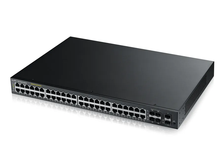 Zyxel Switch smart managed Layer2 50 Port - 44x 1 GbE - PoE Budget 375 Watt - 48x PoE at - 4x 1 Gb Combo - 2x SFP - 19" - NebulaFlex - GS1920-48HPV2