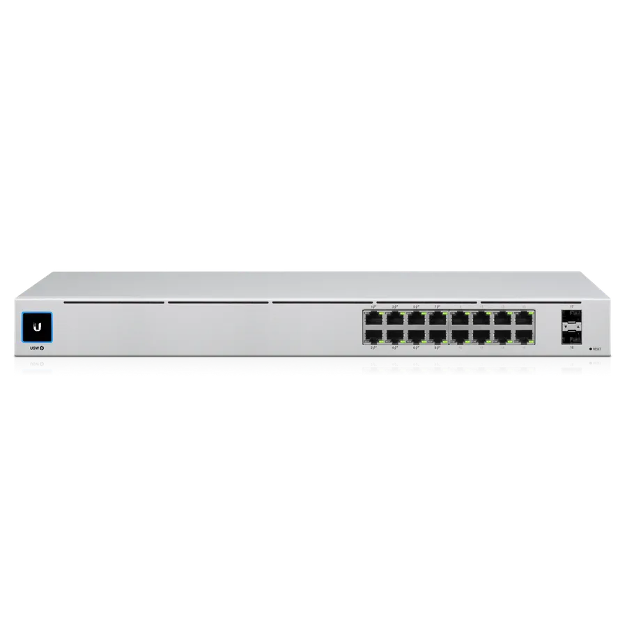 Ubiquiti Switch smart managed Layer2 18 Port - 16x GbE - PoE Budget 42W - 8x PoE at - 2x SFP - 19" - fara ventilator - UniFi - USW-16-POE - imaginea 4