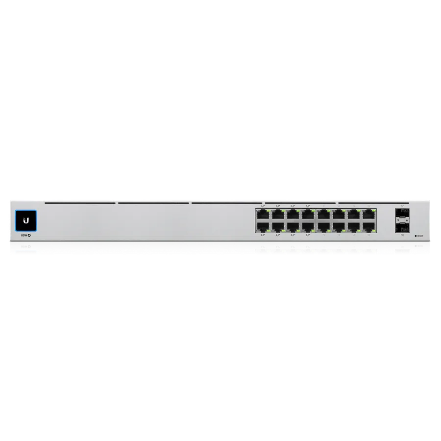 Ubiquiti Switch smart managed Layer2 18 Port - 16x GbE - PoE Budget 42W - 8x PoE at - 2x SFP - 19" - fara ventilator - UniFi - USW-16-POE - imaginea 5
