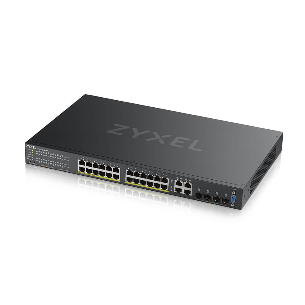 Zyxel Switch full managed Layer2+ 28 Port - 24x 1 GbE - PoE Budget 375 Watt - 24x PoE at - 4x 1 Gb Combo - 19" - NebulaFlex Pro - GS2220-28HP