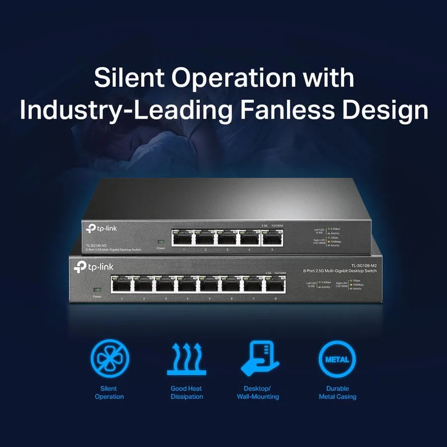 TP-Link - TL-SG105-M2 - 5-Port 2.5G Multi-Gigabit Desktop Switch - imaginea 5