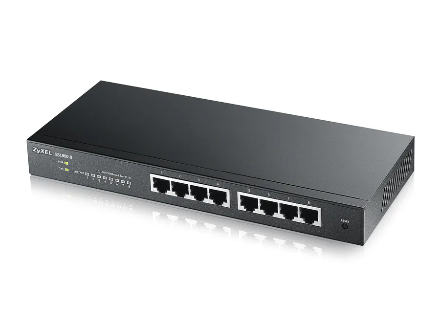 Zyxel Switch smart managed Layer2 8 Port - 8x 1 GbE - Desktop - fara ventilator - GS1900-8 V2